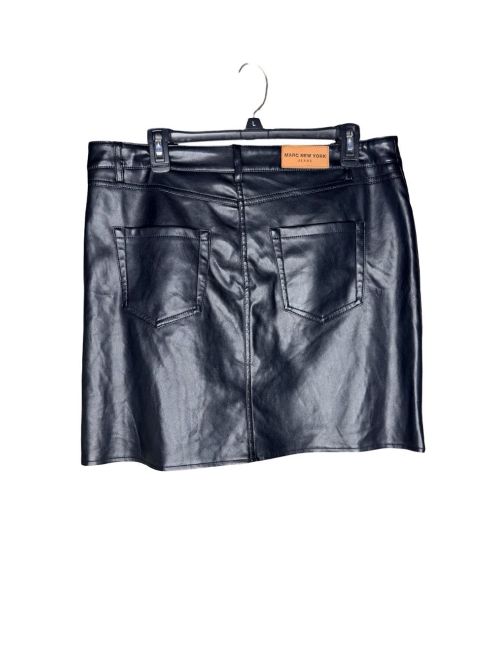 Marc New York Black Shiny Faux Leather Mini Skirt - Picture 3 of 5